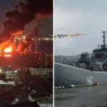 Russian navy ship ‘destroyed’ off Crimea, as Britain claims 20% of Kremlin’s Black Sea fleet knocked out